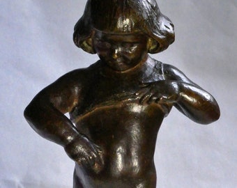Statue bronze FRANCOIS BLACK Originale c.1930 cachet fondeur, cire perdue, sculpture fillette
