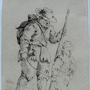 Jacques Callot engraving, high period, old etching, beggars, children