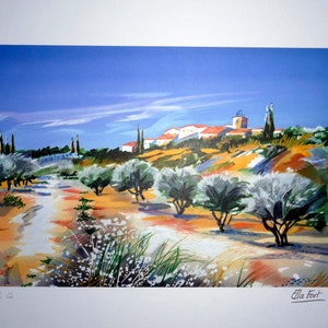 Ella FORT, litografia originale firmata a mano, Provenza