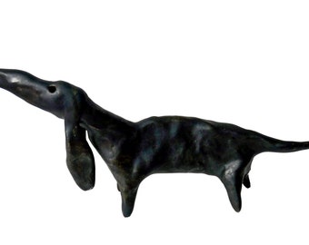 Dachshund Dog Ceramic SCULPTURE, ORIGINAL unique piece, Signed Contemporary Art