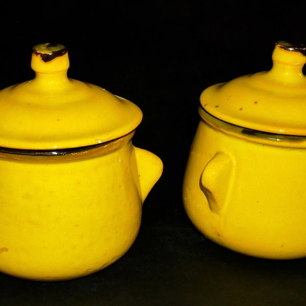 Deux pots céramique artisanale jaune citron
