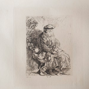REMBRANDT Van Rijn, Joseph caressing Benjamin, rotogravure 19th century