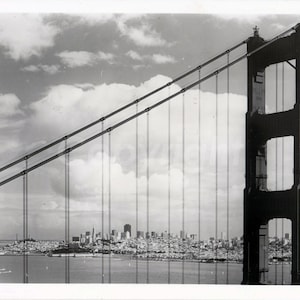 Photographie Golden Gate Bridge San Francisco Skyline, ORIGNIALE noir et blanc vintage 1982