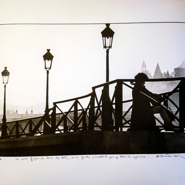 Christian LOUIS large PHOTO signed by hand, Paris pont des Arts. Award-winning museum