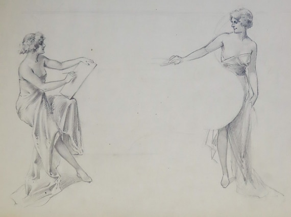 Dibujo a lápiz estudios de la mujer ART NOUVEAU pieza - Etsy España Dibujo a lápiz estudios de la mujer ART NOUVEAU pieza - Etsy España