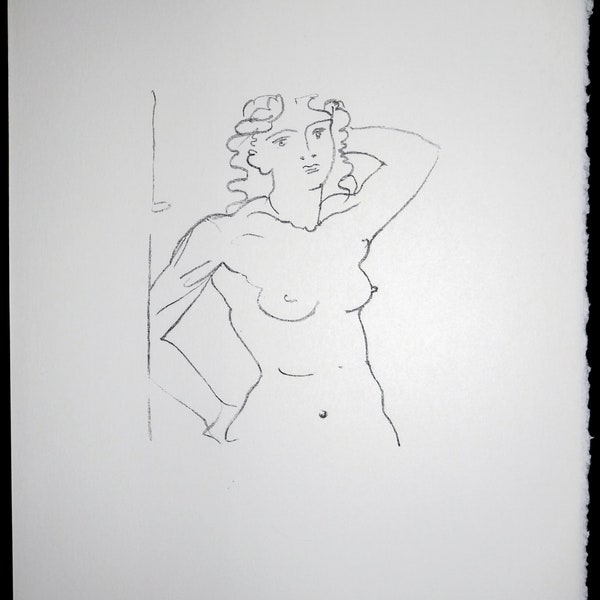 ANDRE DERAIN lithographie ORIGINALE, Buste de femme 1950