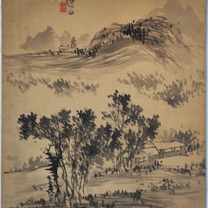 PINTURA JAPONESA Tinta, Original hecho a mano, obra única, paisaje japonés