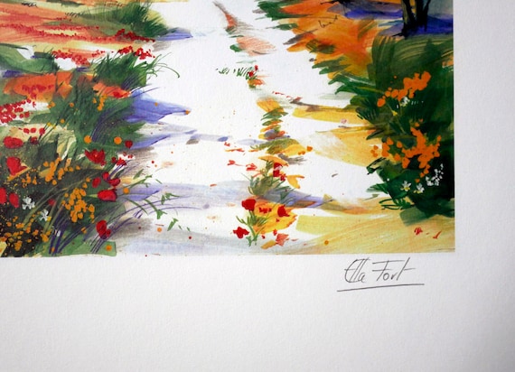 エラ・フォート作大型リトグラフ、オリジナル直筆サイン入り