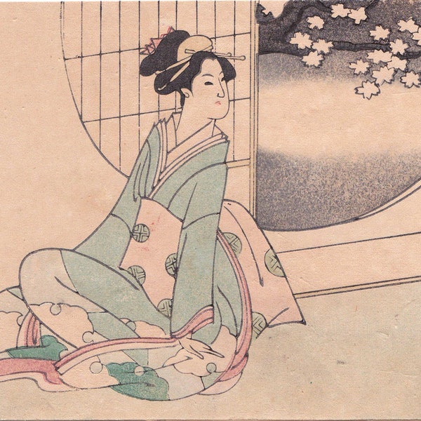 ESTAMPE JAPONAISE Bijin, geisha, MEIJI Originale, Ukiyo-e, authentique