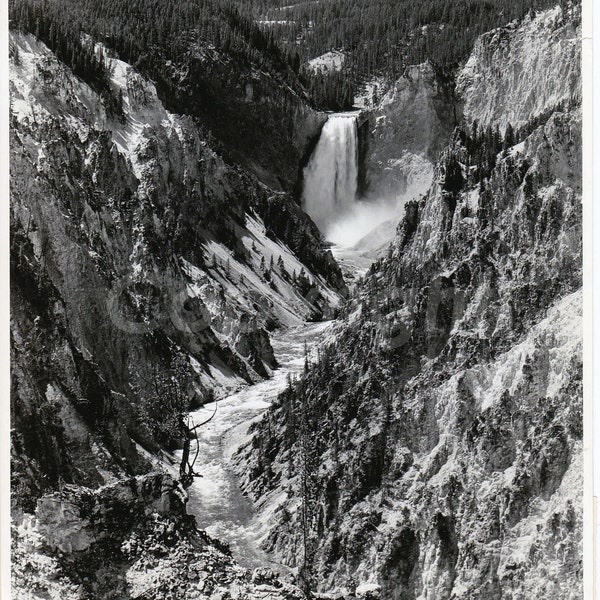 Silver photography Fall of Yellowstone, 1930 ORIGNIALE black and white vintage