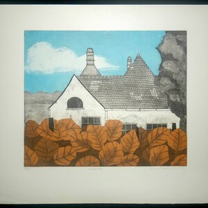 ETCHING, Elisabeth AXMANN 1977 hand signed original, Autumn Leaves