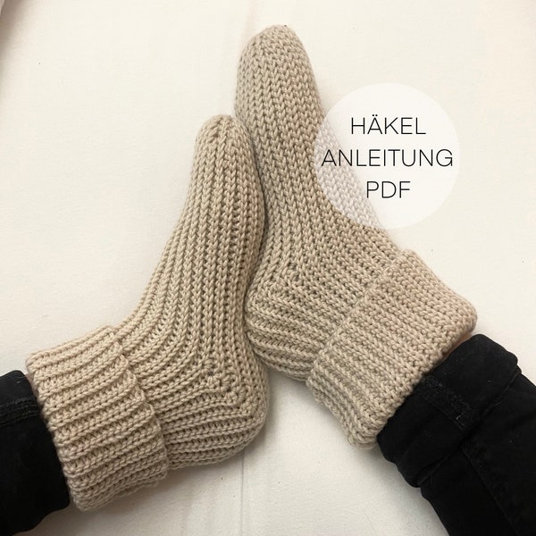 Häkelanleitung I Kuschelsocken I Hausschuhe I Anleitung I Größe 14-47 I Deutsch