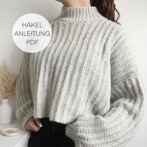 Crochet pattern I Sweater with a knitted collar I German