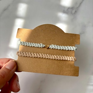 Pulsera de la amistad personalizable – Pulseras de macramé con corazón – Regalos hechos a mano para parejas, novias, familia