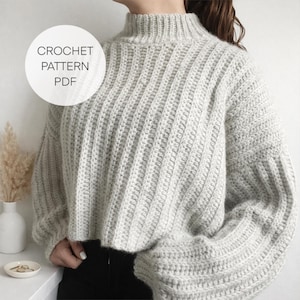 Häkelanleitung I Pullover mit Kragen in Strickoptik I Englisch