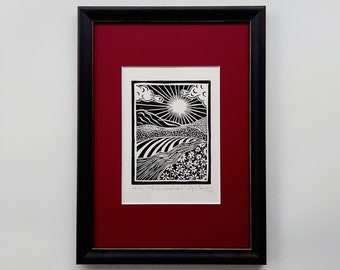 Landscape - Original linocut / Linoprint / Handmade Print / Wall hanging