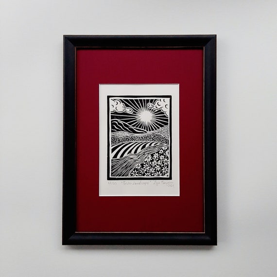 Landscape - Original linocut / Linoprint / Handmade Print / Wall hanging