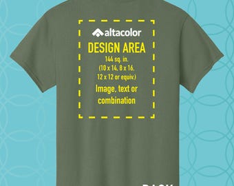 Custom Tee Personalized Printed Gildan Heavy T-Shirt MILITARY GREEN