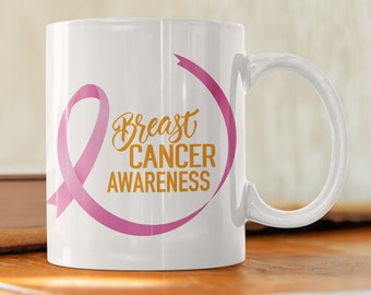 Breast Cancer Awareness Mug, 11 oz Ceramic, Washer-Safe, Full-Colour Logo