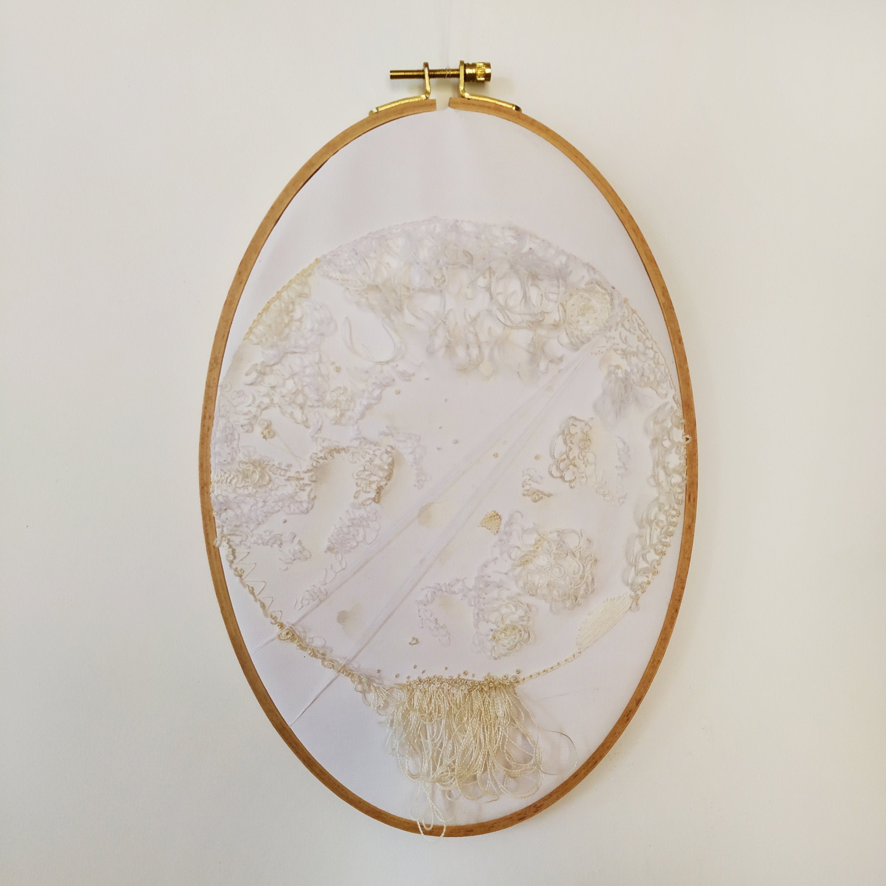 White Lies Broderie Contemporaine | Thread Art, Fiber Art Watercolor Contemporary Wall Decor Handmad