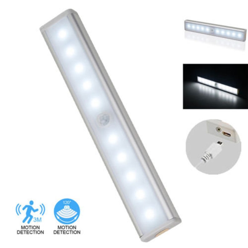 LED Motion Sensor Kitchen Under Shelf Counter Light Battery