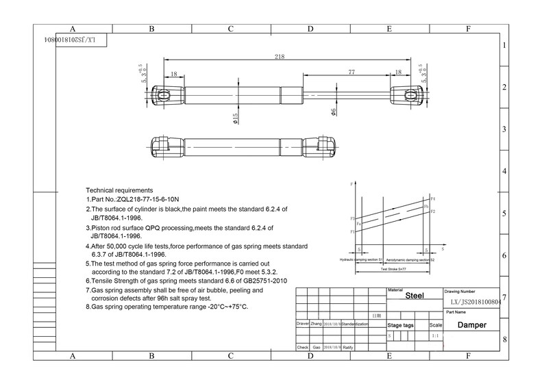 Extension Damper 10N/2.25 Lb 8.58 Extended Length Etsy