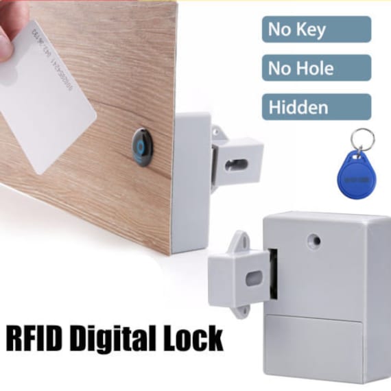 USA Assembled Lock Connection® Battery RFID Cabinet / Drawer Lock Latch, 1  RFID Card and 2 Key Fobs 