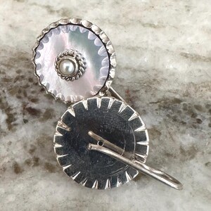 Handmade Sterling Silver, Mother of Pearl and Pearl Earrings