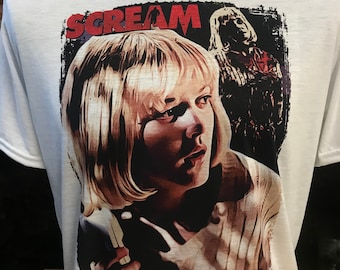 Schreeuw-T-shirt! Drew Barrymore, Casey Becker.  Jaren 90-horror.