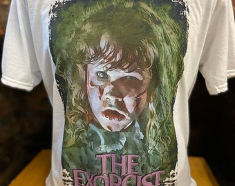 The Exorcist - White T-shirt. Regan Macneil, Linda Blair. Men's & Women's all sizes. Horror.