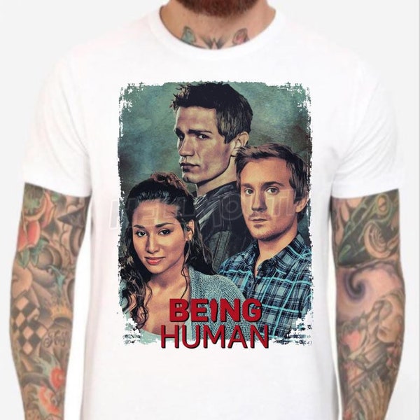 Being Human U.S. - White T Shirt. Aidan Waite, Sally Malik, Josh Levison. Sam Witwer. Meaghan Rath. Sam Huntington.Men's & Women's all sizes