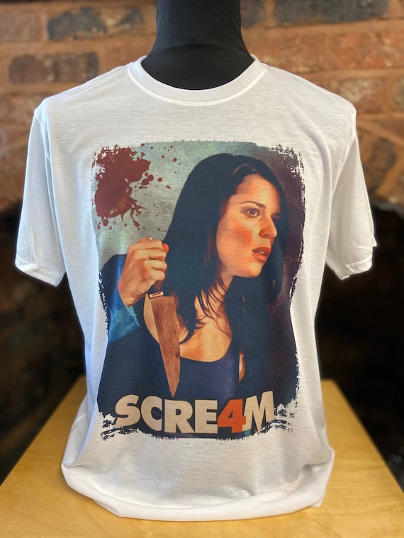 Scream 4 - White T-shirt. Sidney Prescott, Neve Campbell. Men's