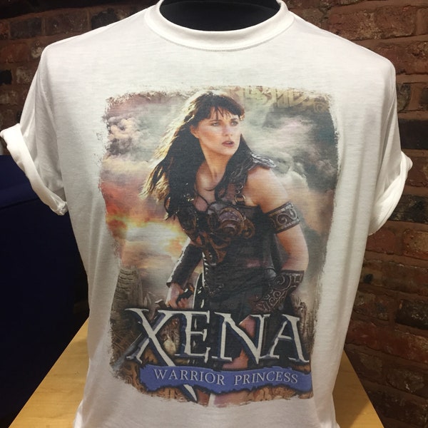 Xena Warrior Princess - White T-Shirt. Men's and Women's Sizes. Lucy Lawless