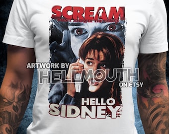 Scream - White T-shirt. Sidney prescott, neve campbell. Men's & Women's all sizes 1996 movie