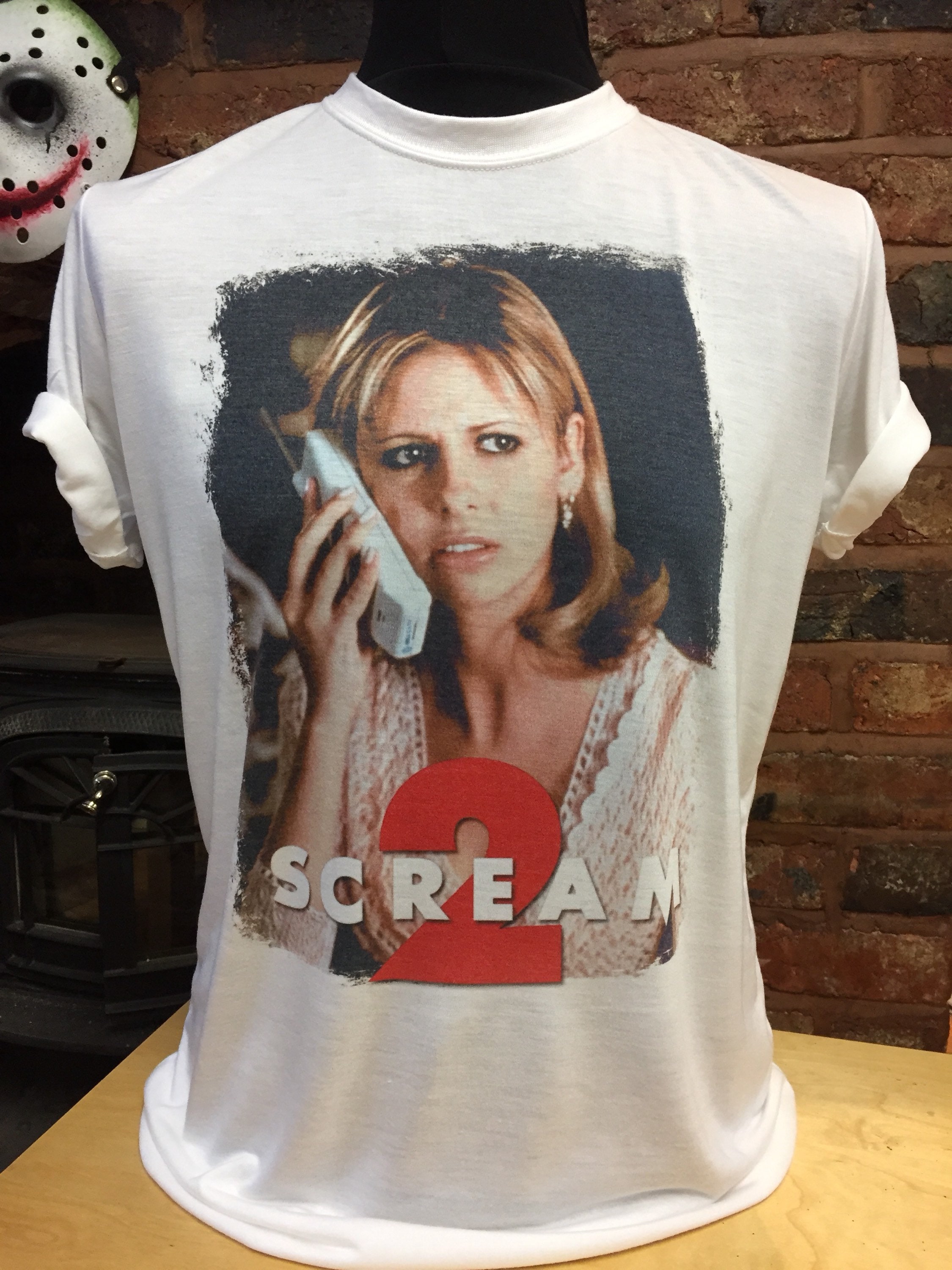 Scream 2 - White T-shirt. Cici, Sarah Michelle Gellar. Men's
