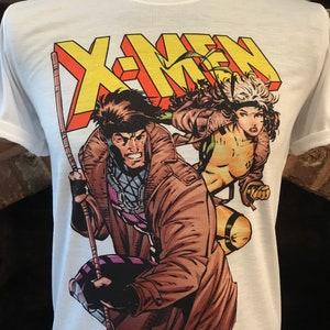Gambit and Rogue - White T-Shirt. X-Men Animated. Male & Female all sizes. Custom Made