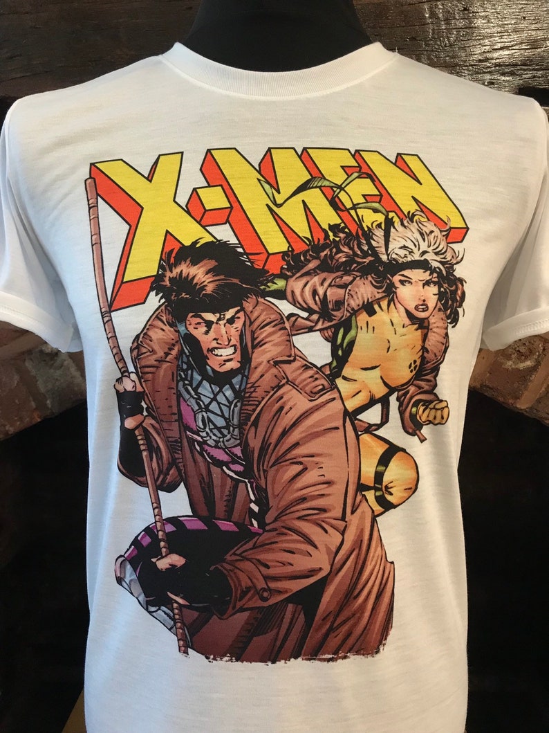 Gambit and Rogue White T-Shirt. X-Men Animated. Male & Female all sizes. Custom Made image 1