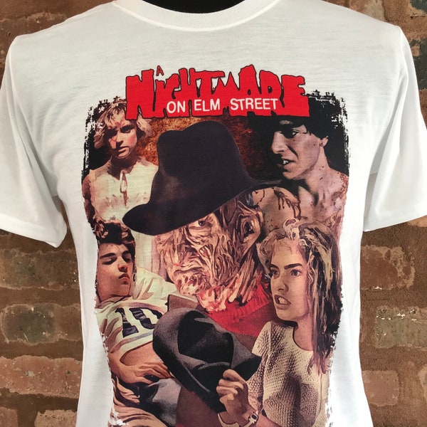 Un cauchemar sur Elm Street - T-shirt blanc. Nancy Thompson. Heather Langenkamp. Freddy Kruger. Robert Englund, hommes et femmes toutes tailles