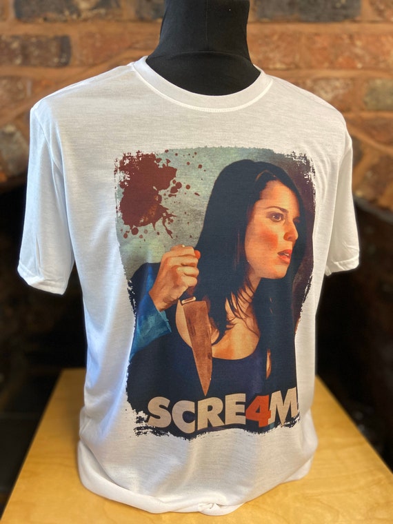 Scream 4 - White T-shirt. Sidney Prescott, Neve Campbell. Men's