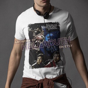 Ein amerikanischer Werwolf in London - weißes T-Shirt! Herren & Damen alle Größen. Horror, 1980er Jahre.