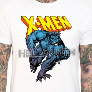 Odjuret - Vit T-shirt. X-Men Animerade. Man & kvinna i alla storlekar. Specialtillverkad Jim Lee