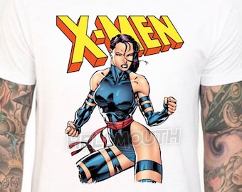 Psylocke - Betsy Braddock - White T-Shirt. X-Men Animated. Male & Female all sizes. Custom Made