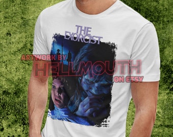 The Exorcist - White T-shirt. Regan Macneil, Linda Blair, Ellen Burstyn. Men's & Women's all sizes. Horror.
