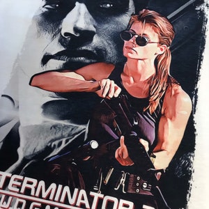 Terminator 2 Arnold Schwarzenegger, Linda Hamilton, Sarah Connor White T-Shirt. Men's & Women's all Sizes image 5