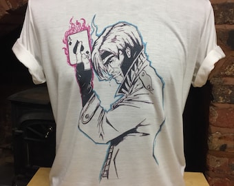 ガンビット - ホワイトTシャツ。X-MEN。男性用と女性用の全サイズ。カスタムメイド