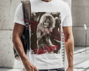 Tina Turner T Shirt - white. Retro 80's mens & womens all sizes. Music tour.