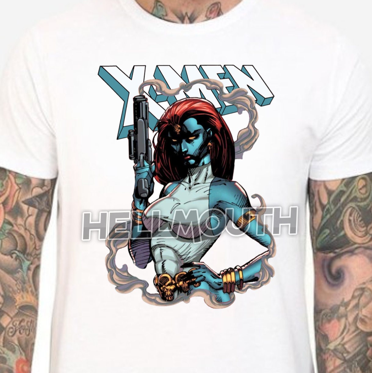 Mystique - White T-Shirt. X-Men Animated. Male & Female all sizes. Custom Made Jim Lee