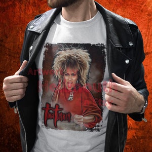 Camiseta Tina Turner - blanca. Retro 80's hombre y mujer todos los talles. Gira musical.