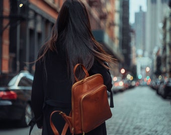 small black leather backpack purse