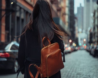 ladies leather backpack style handbag